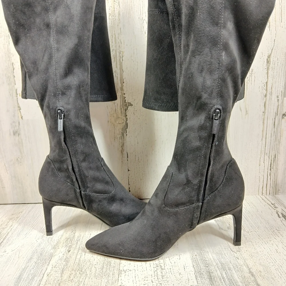 Calvin Klein‎ Over-the-Knee Boot Women's 6M Sacha Faux Suede Stiletto Point Toe